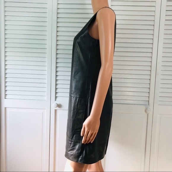 VINCE Oak Gray Supple Paper Leather Mini Dress Size 6 - Picture 3 of 9